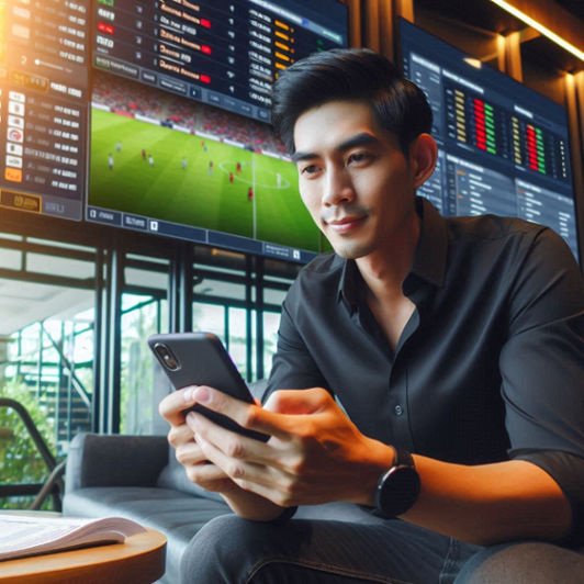 A person using a smartphone to place a bet on a sports event via an online gambling app.